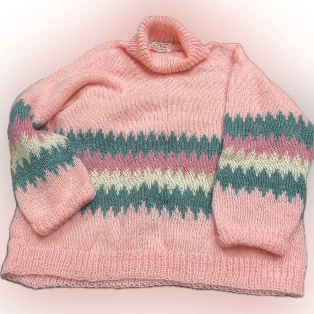 Hand Knit Peach Turtleneck Sweater